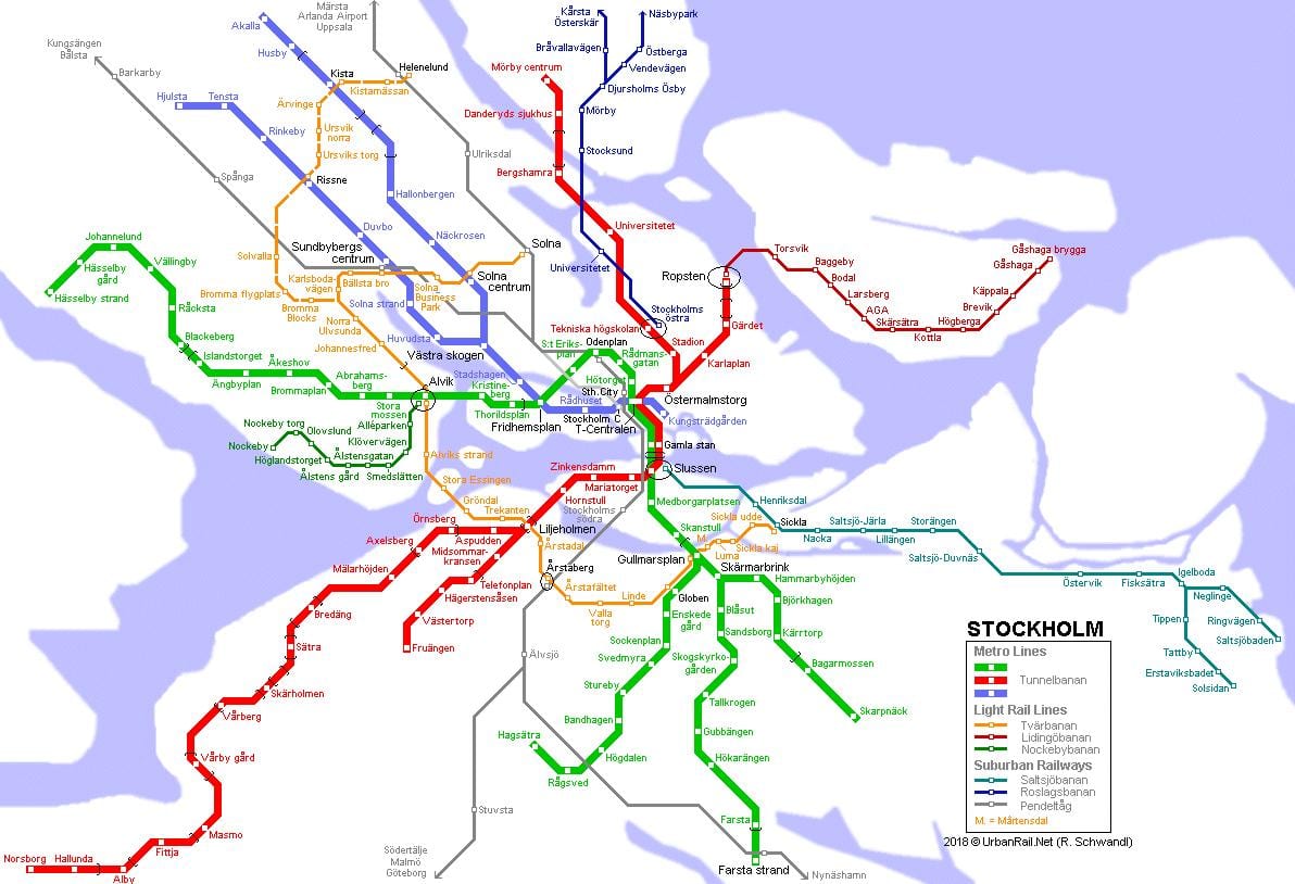 ਸਵੀਡਨ tunnelbana ਨਕਸ਼ਾ